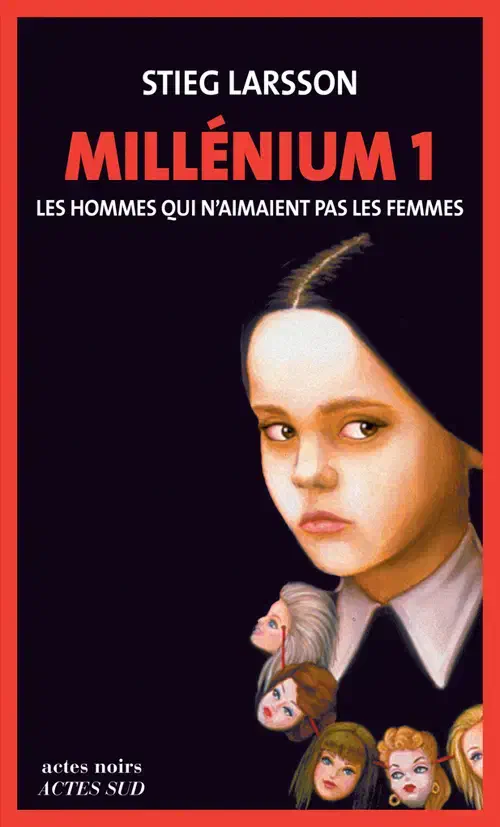 Couverture du premier tome de Millénium : une silhouette féminine sur fond rouge et noir.
